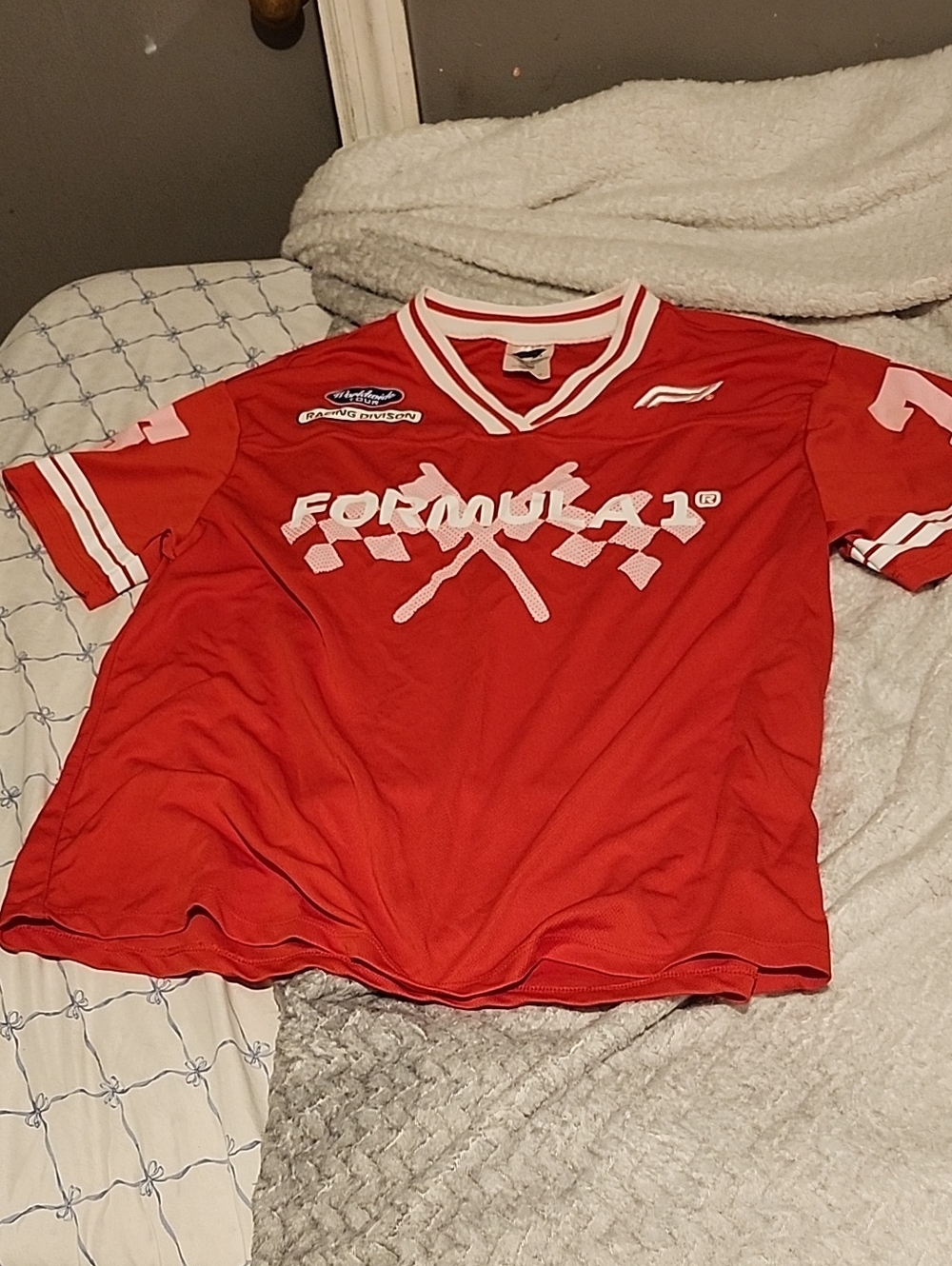 Hybrid Apparel Red Formula Racing Graphic Jersey with White Accents